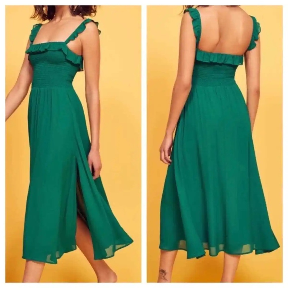 Reformation emerald siesta dress, sz XL